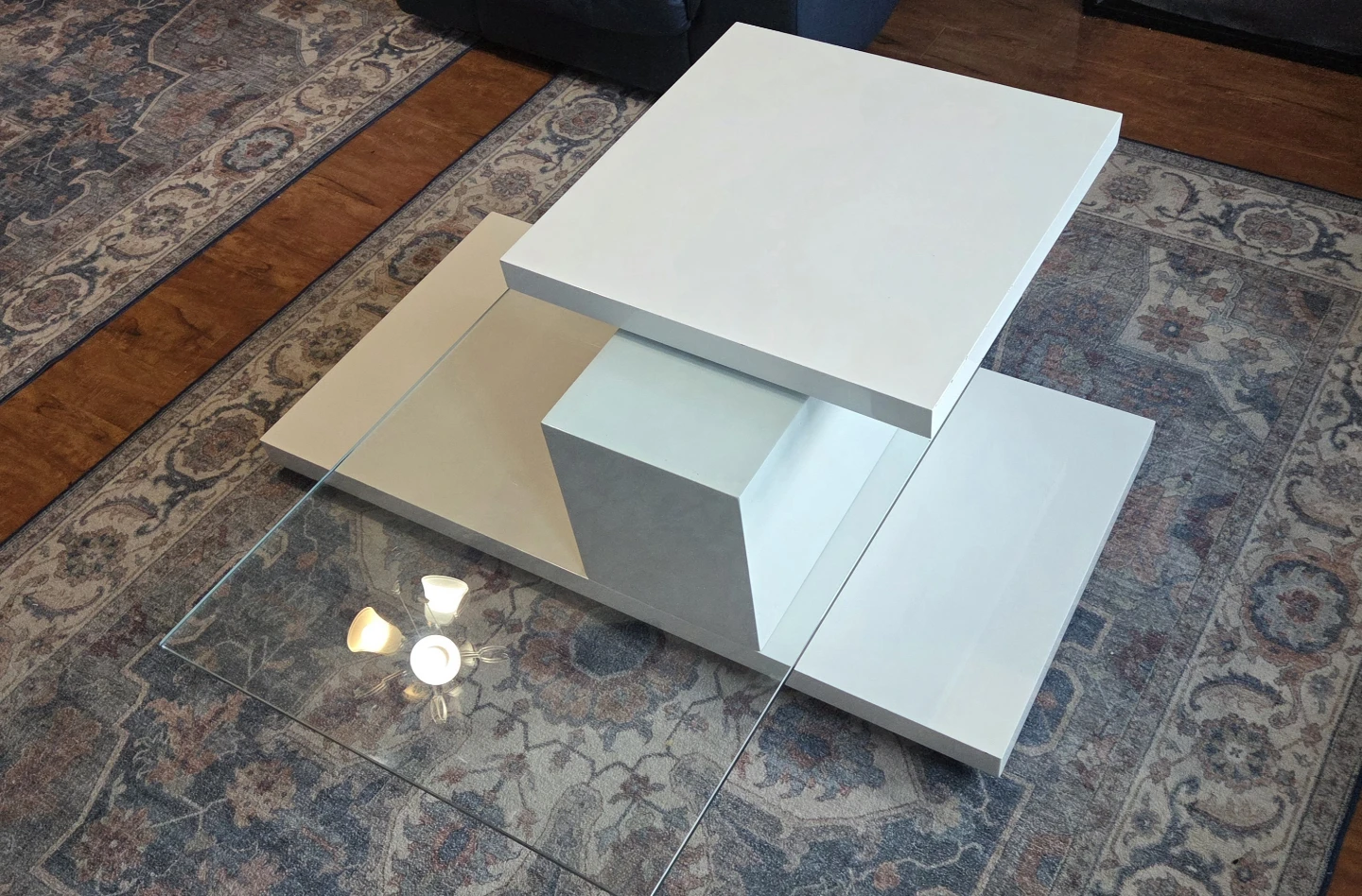 Swing white swivel top coffee table elegant design - photo 4