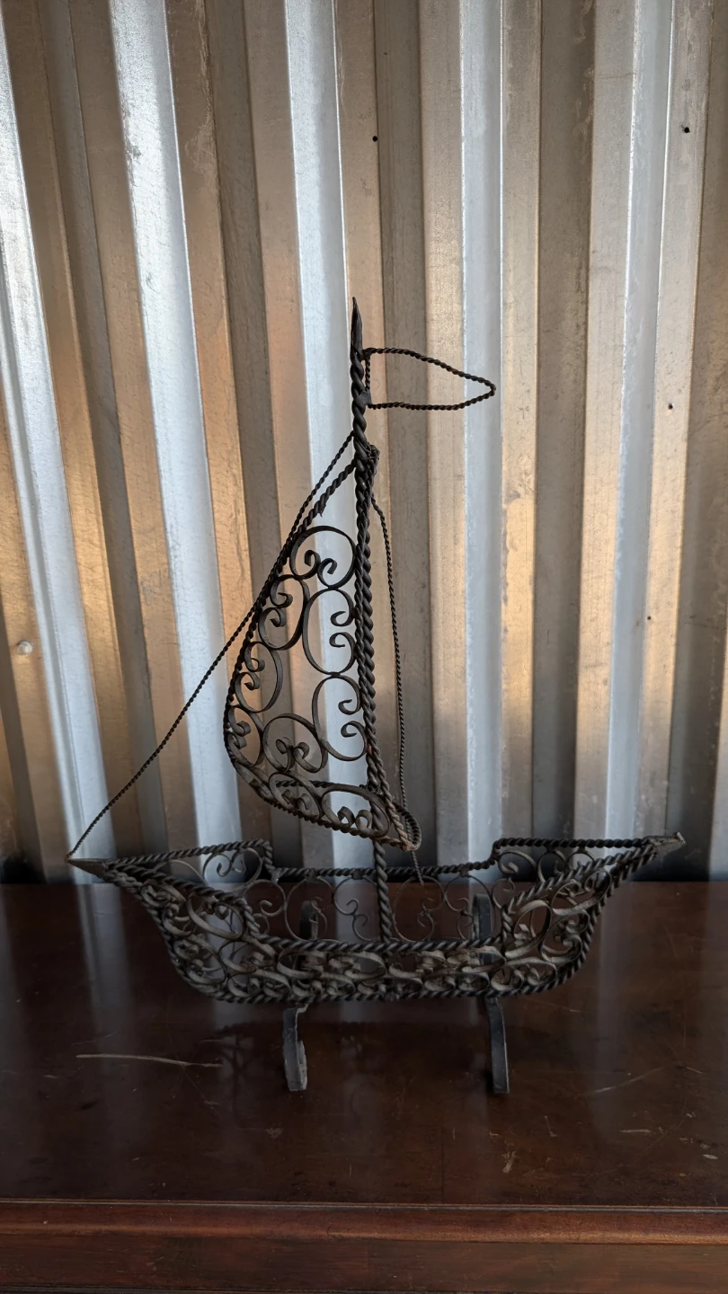 Vintage Metal Wire Sailboat Ornament