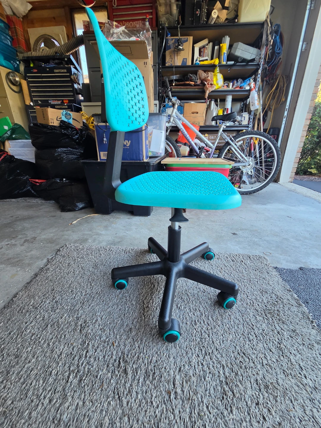 Teal Rolling Adjustable Desk / Task Chair - photo 5
