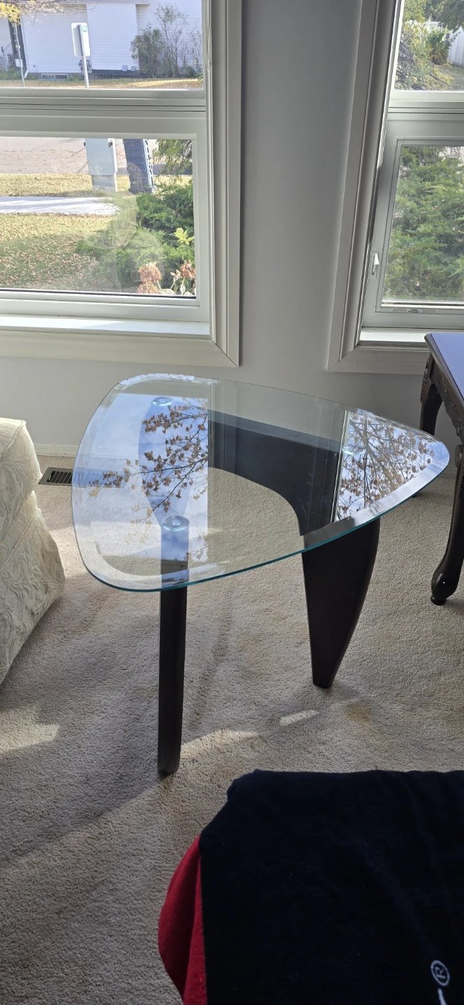 Two Mid-Century Style Glass Top Side Tables - photo 2