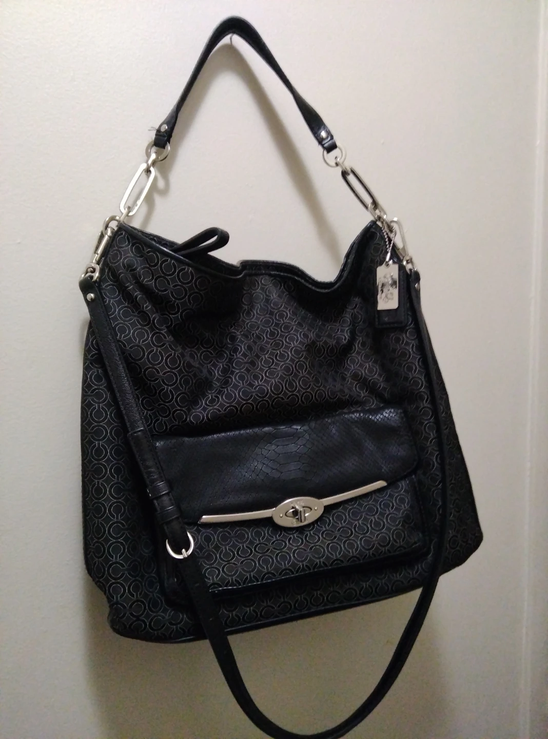 Coach Signature Black Hobo Bag