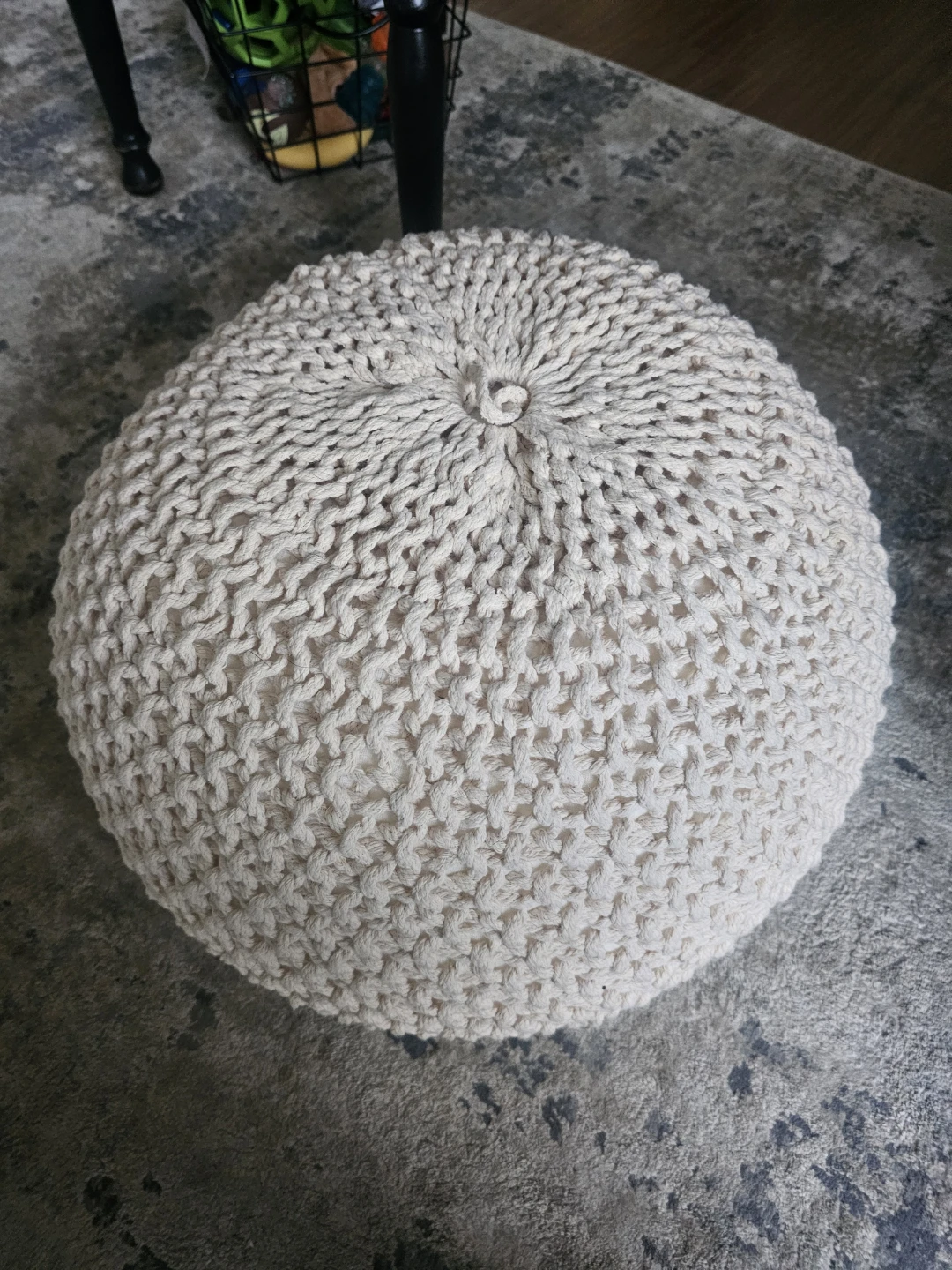 Cream Braided Cotton Pouf