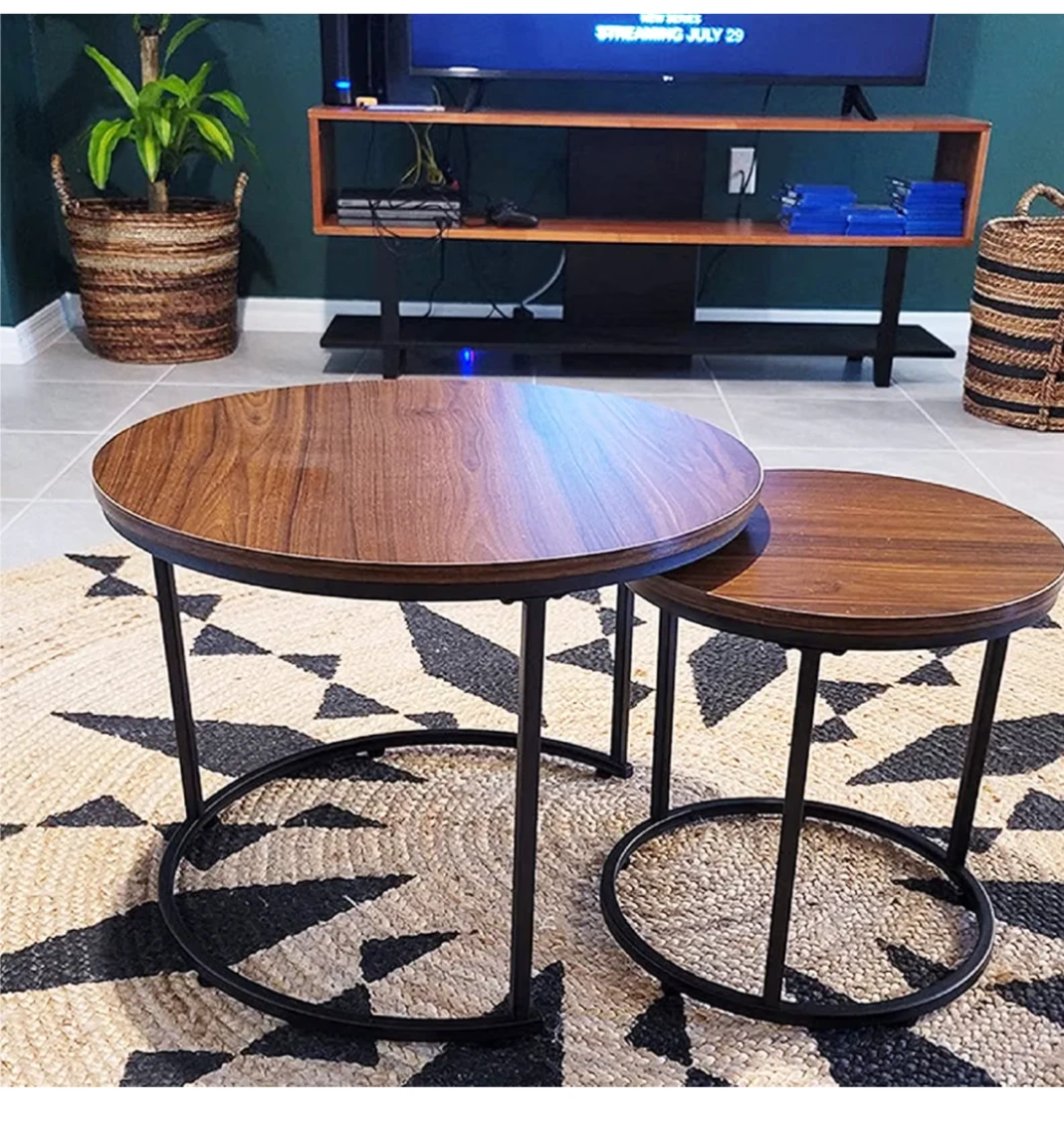 Set of Two Round Nesting Coffee Tables
