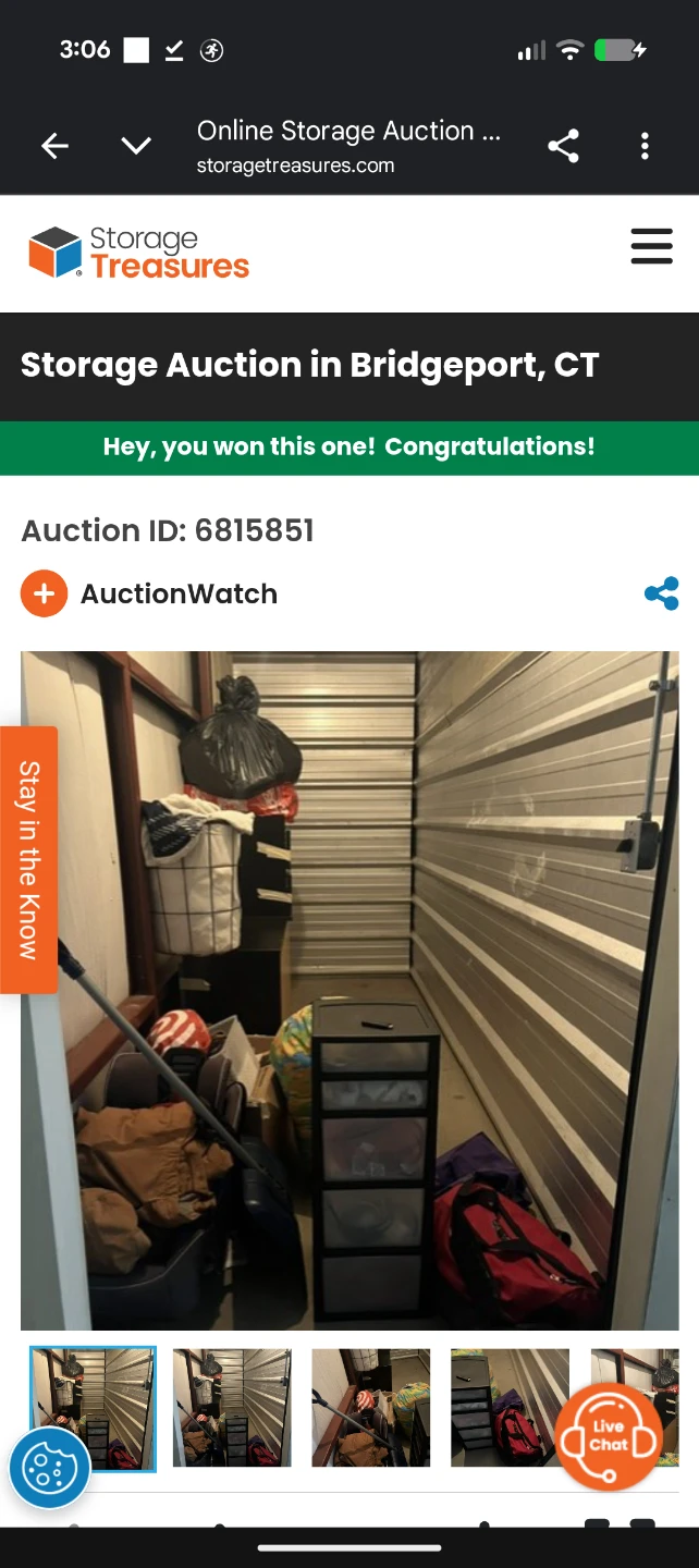 Storage unit lot with furniture and household items