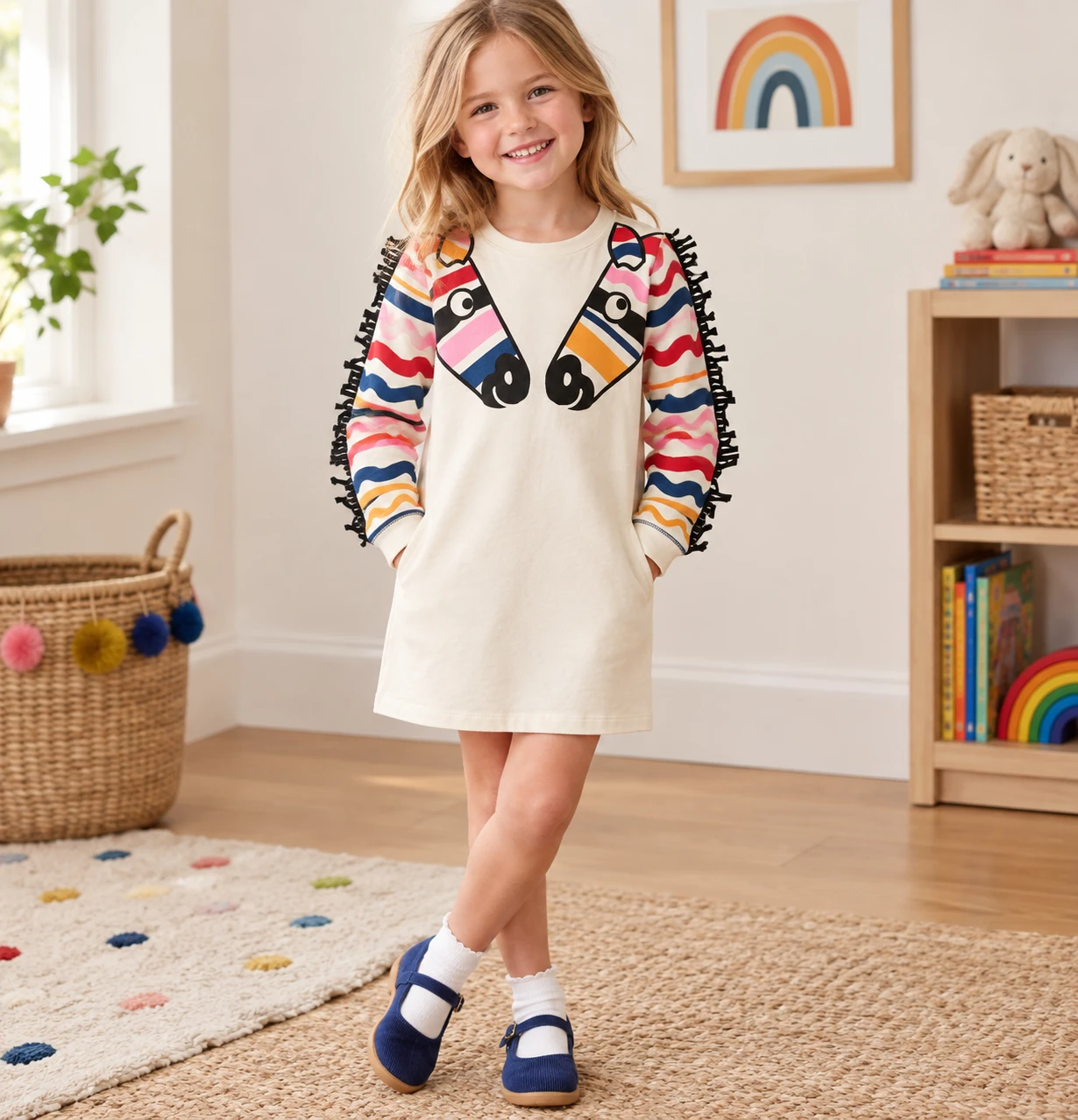 Stella McCartney Kids Zebra Long Sleeve Dress