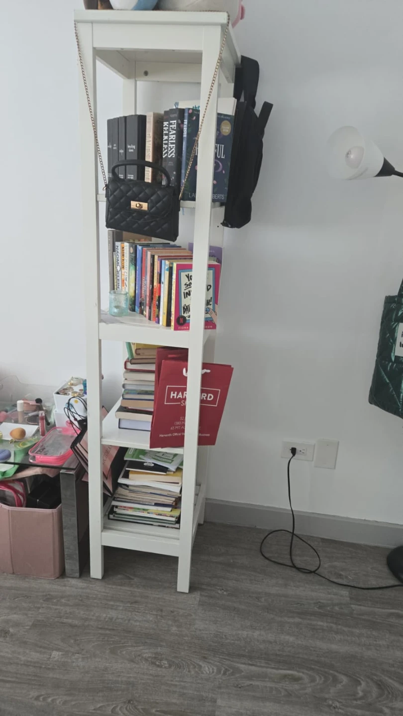 White Tall Slim Bookshelf