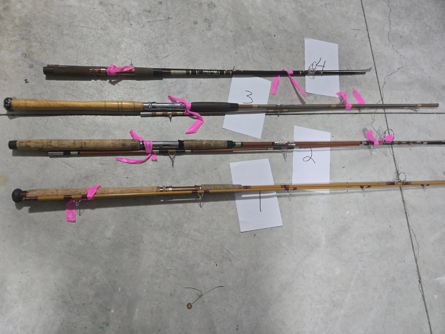 Set of 4 vintage fishing rods