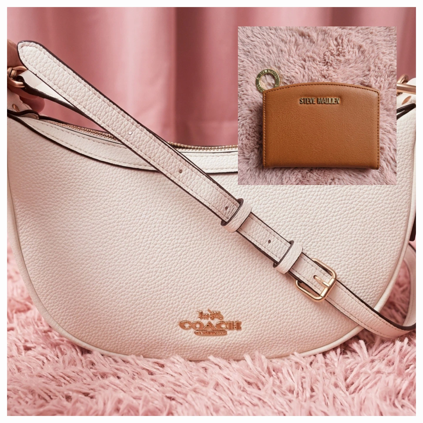 Coach White shoulder Bag +  Steve Madden bifold wallet
