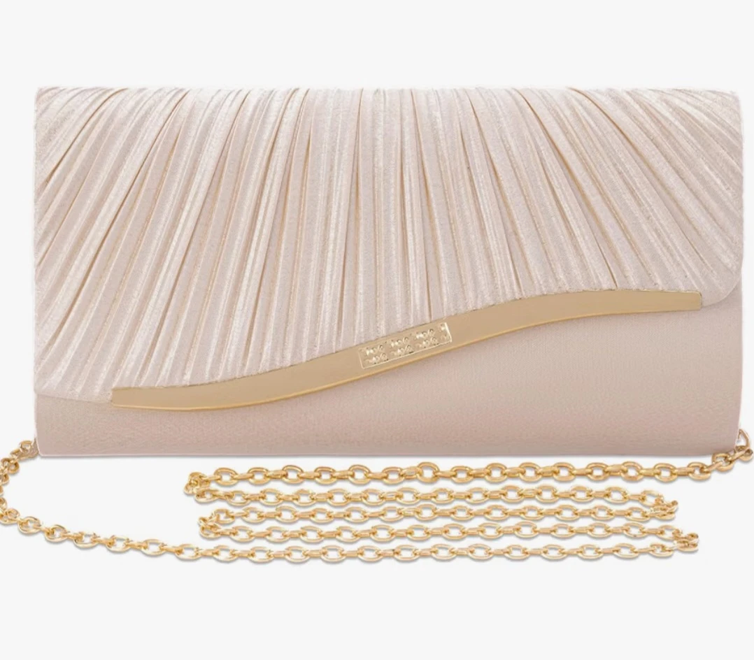 Pleated Champagne Evening Clutch Bag - photo 2