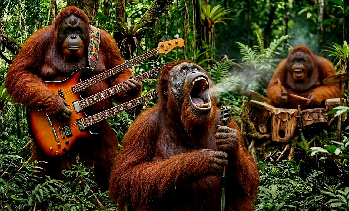 AI generated,Orangutan Rock Band