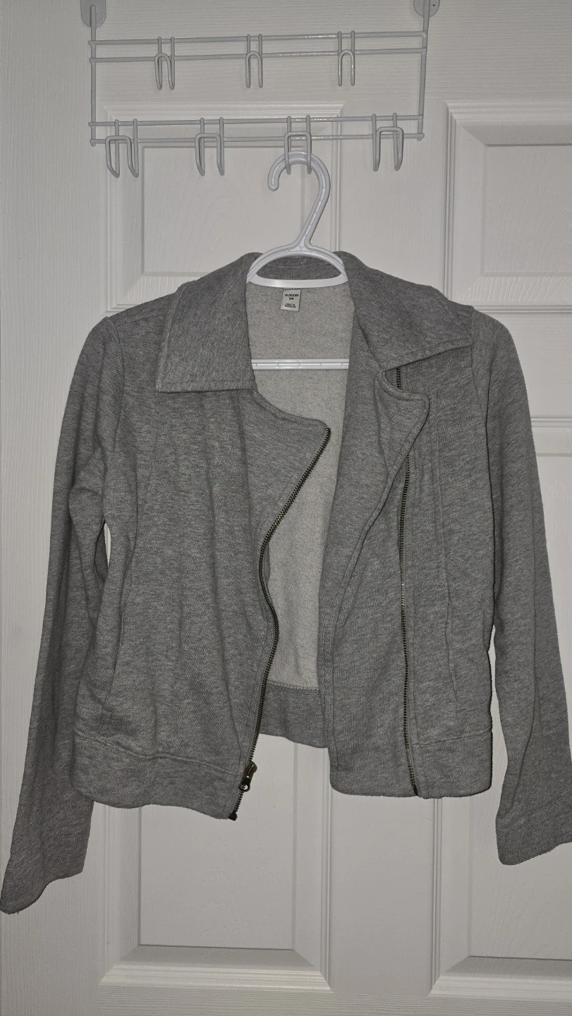 Old Navy Grey Sweatshirt Moto Jacket