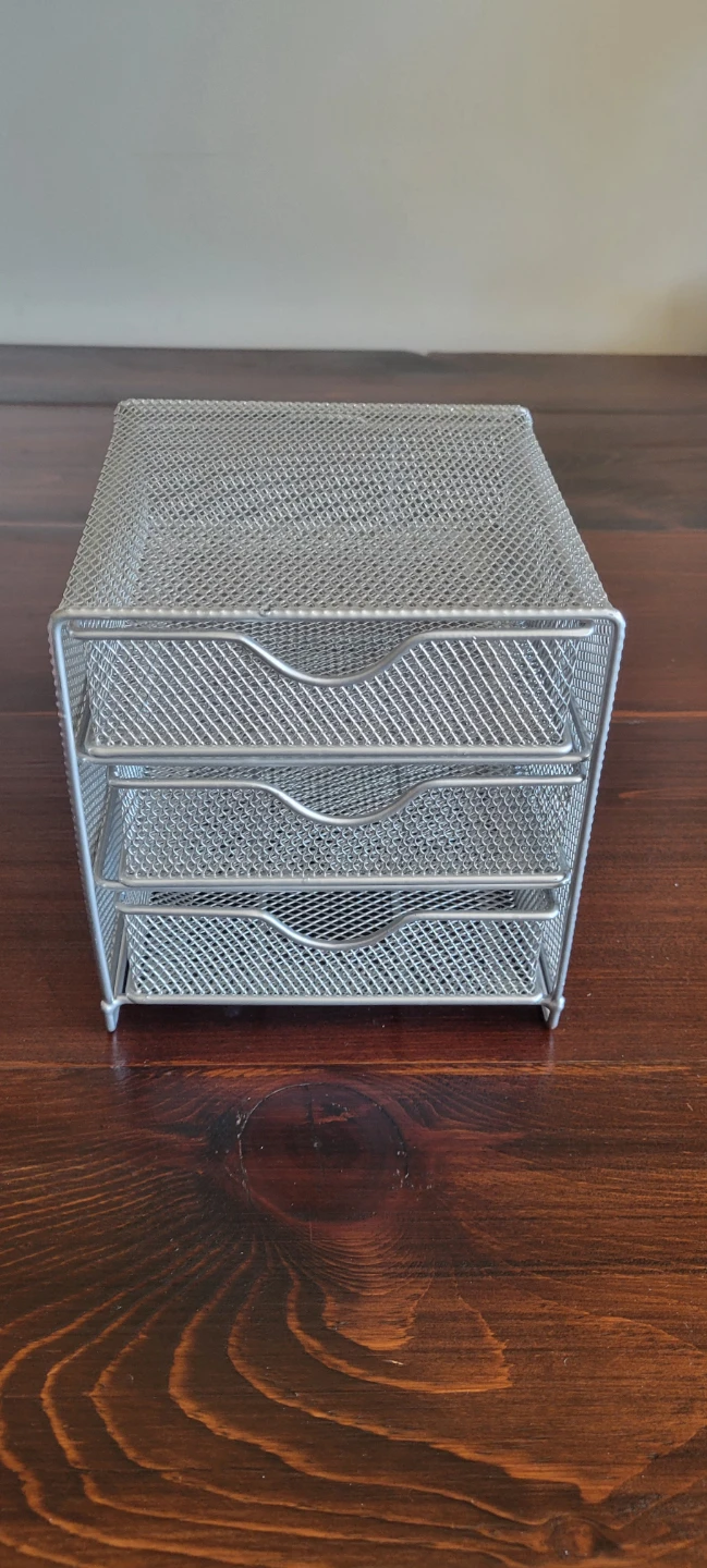Silver Mesh 3-Drawer Desk Organizer