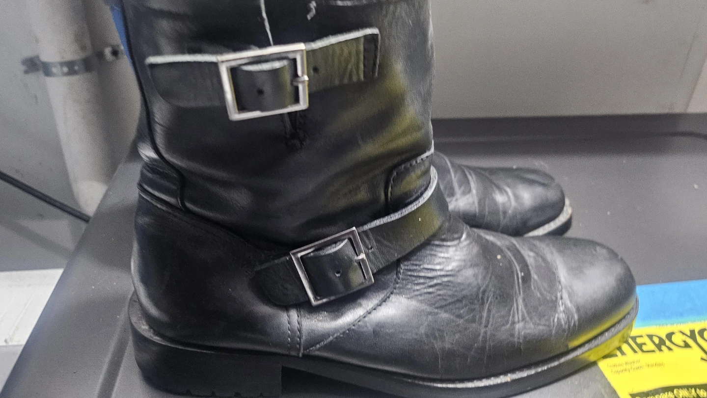 Black Leather Motorcycle Boots Size 10M - photo 5