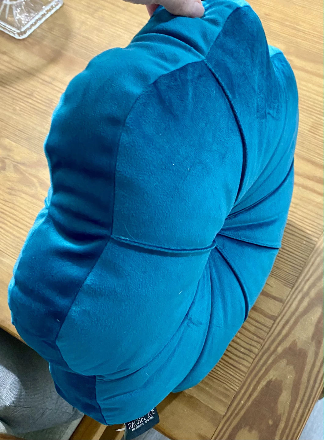Rachel Zoe Teal Velvet Pumpkin Pillow - photo 5