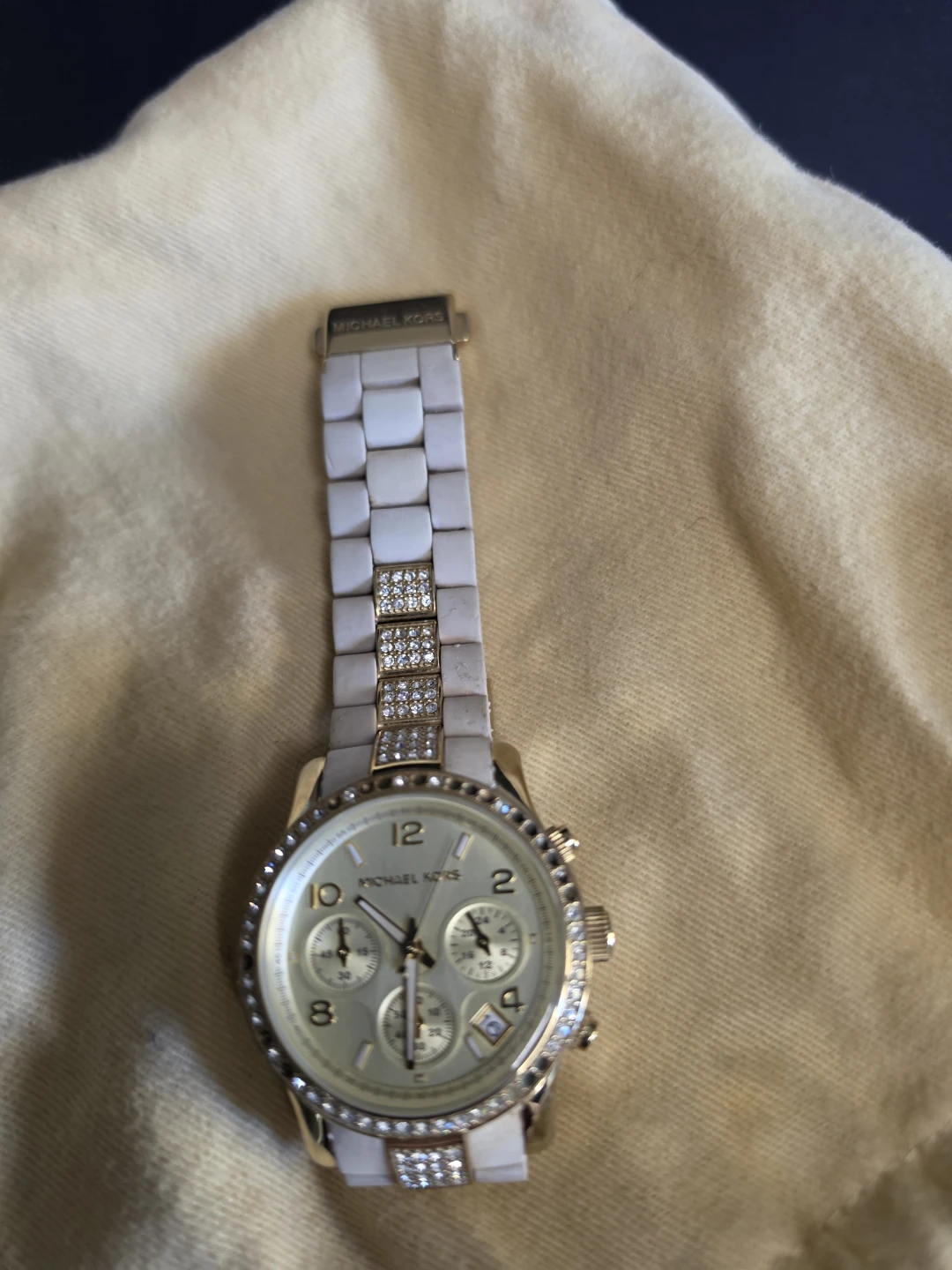 Michael Kors Chronograph Watch White and Gold