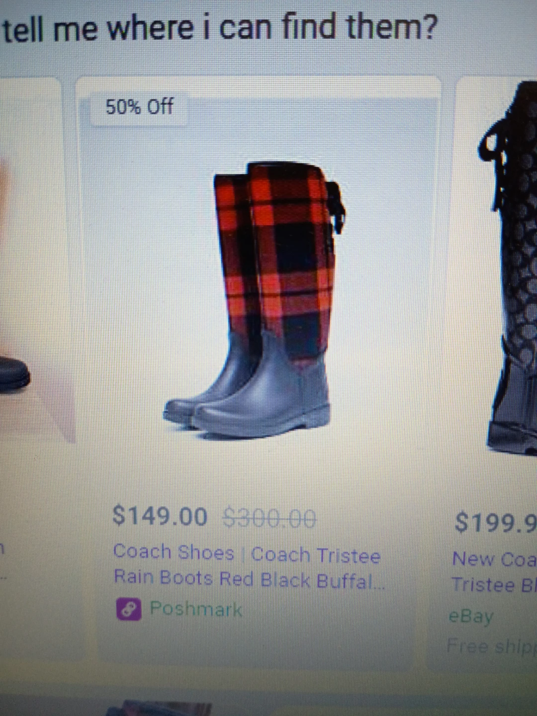 Coach Tristee Plaid Rain Boots