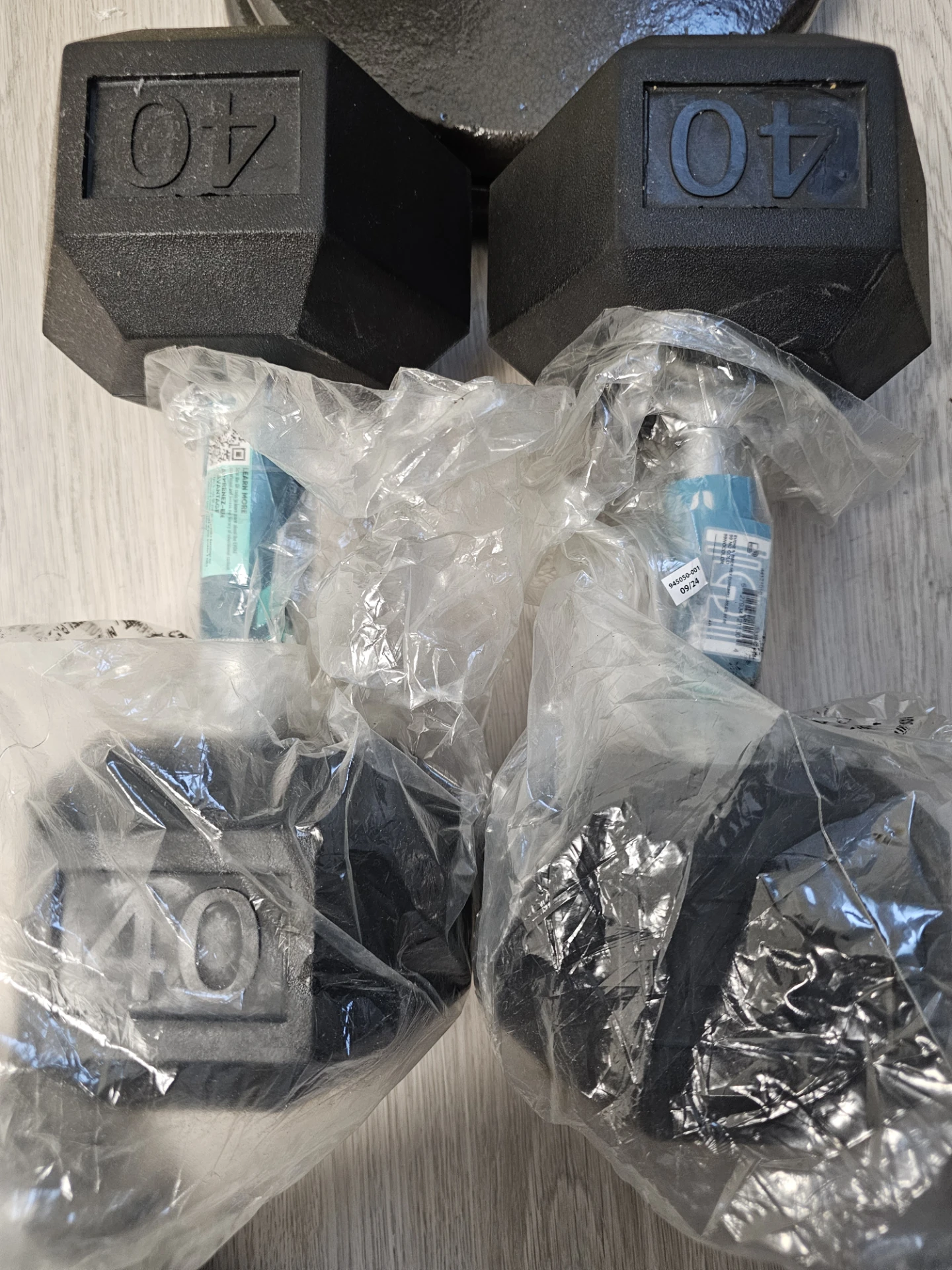 Brand new  40 lb Hex Dumbbells