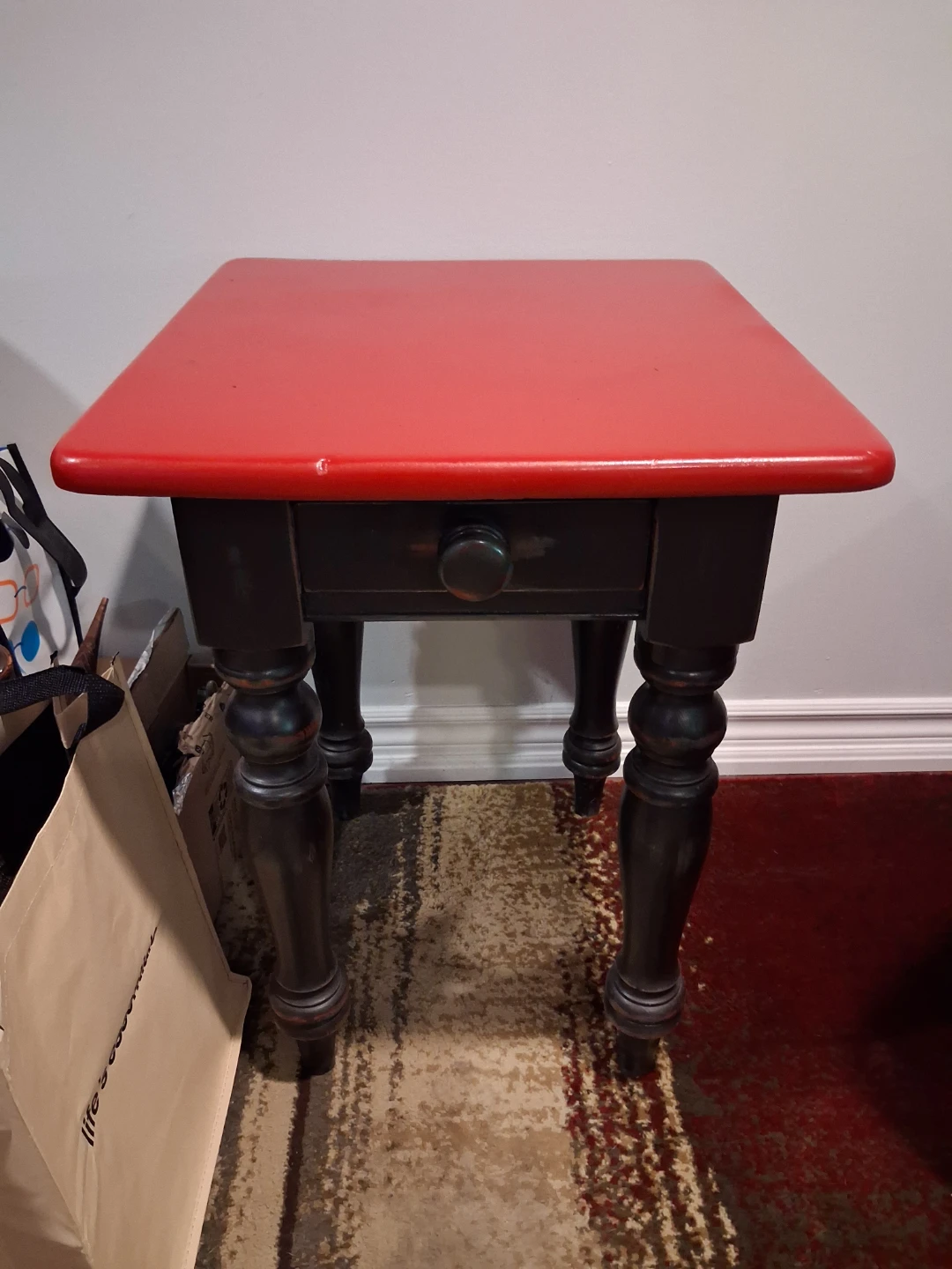 Vintage Rustic pine wooden side/end table
