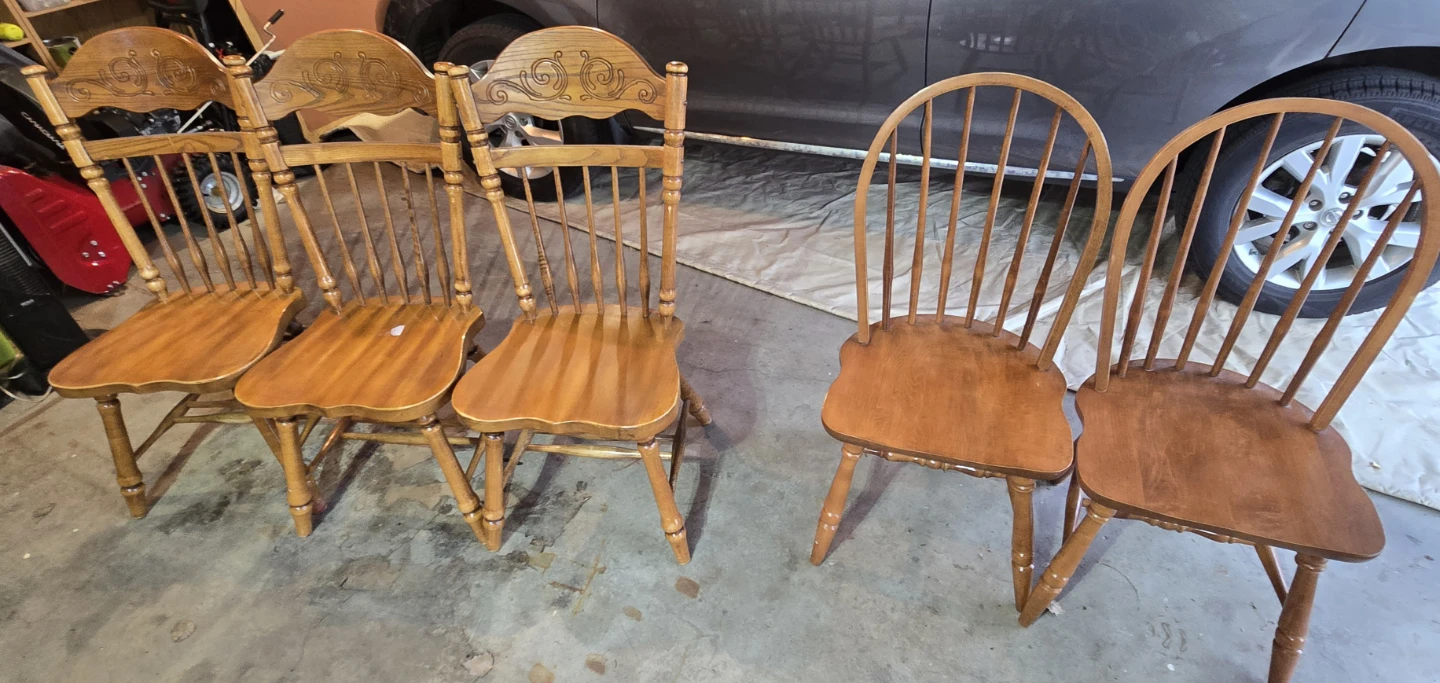 Set of 5 Wooden Dining Chairs