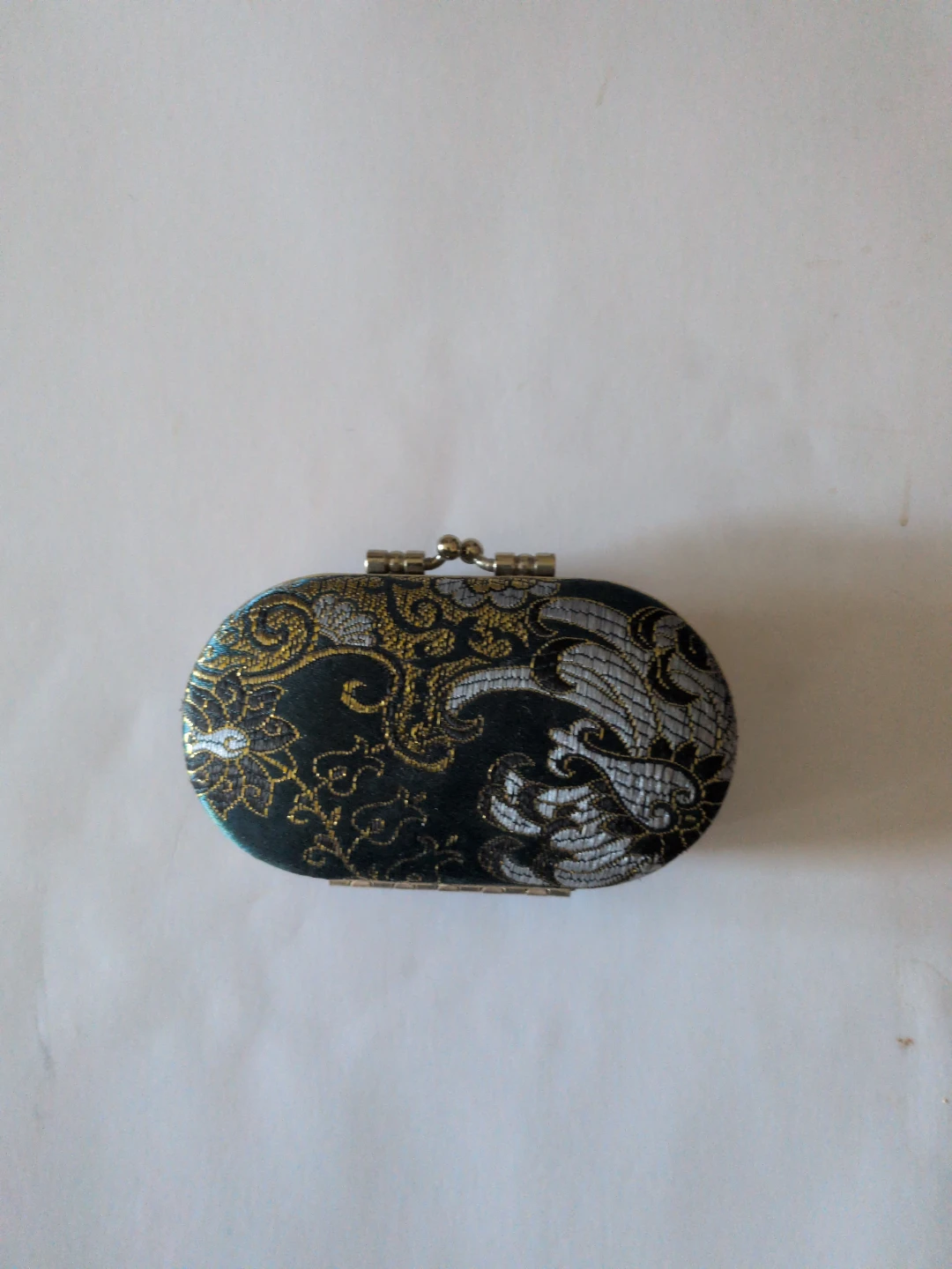 Oval Brocade Lipstick Case with Mirror