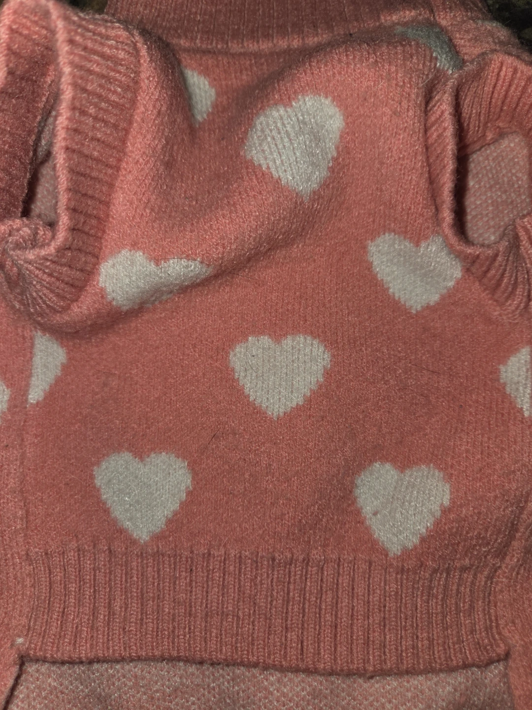 Pink W/ White Hearts Pet Sweater W/ Extended Neck in a Medium - photo 3