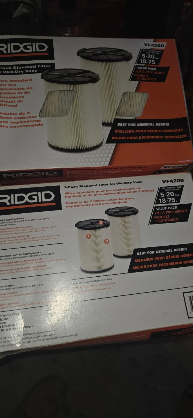 Ridgid VF4200 2-Pack Standard Filter for Wet/Dry Vacs