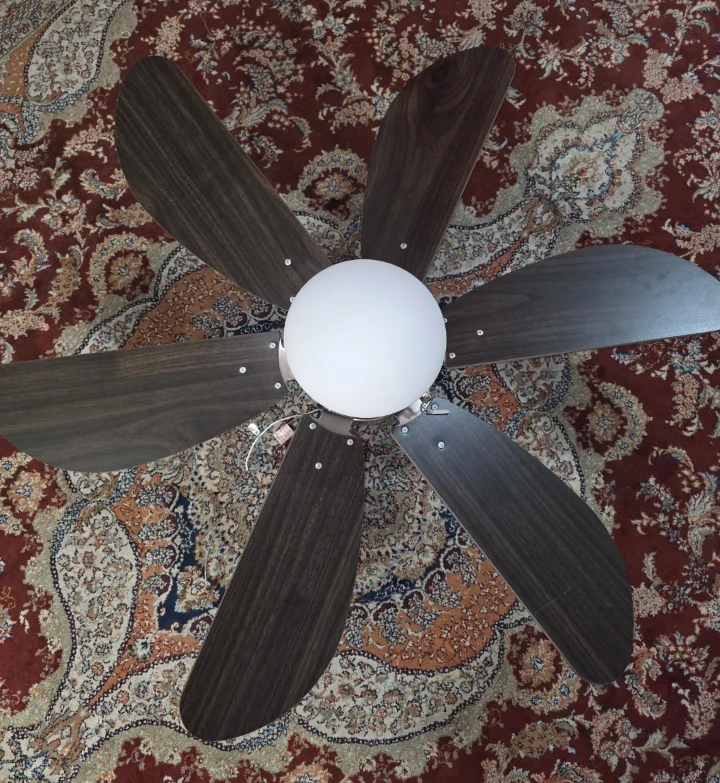 Brushed Nickel Ceiling Fan with Dark Wood Blades - photo 2