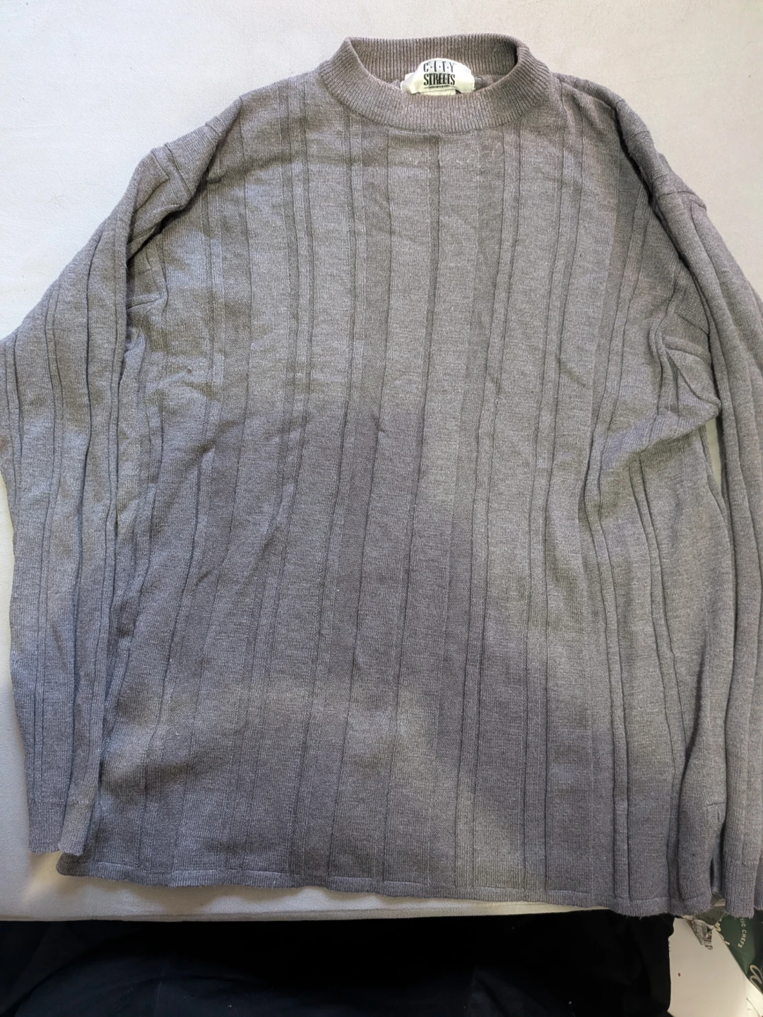 City Streets Gray Ribbed Knit Sweater