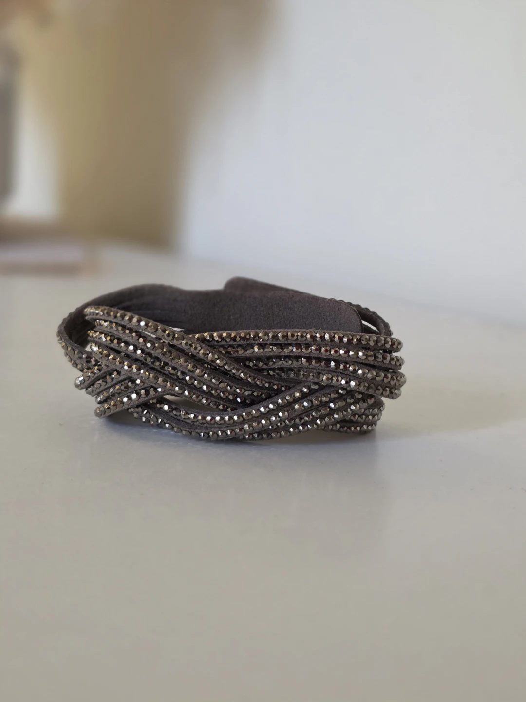 Braided Suede and Crystal Bracelet - photo 3