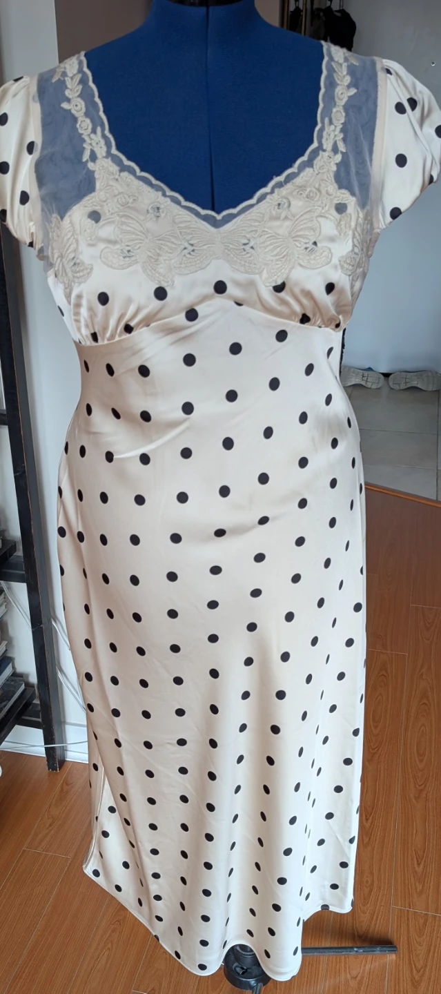 Cream and Black Polka Dot Midi Dress - photo 5
