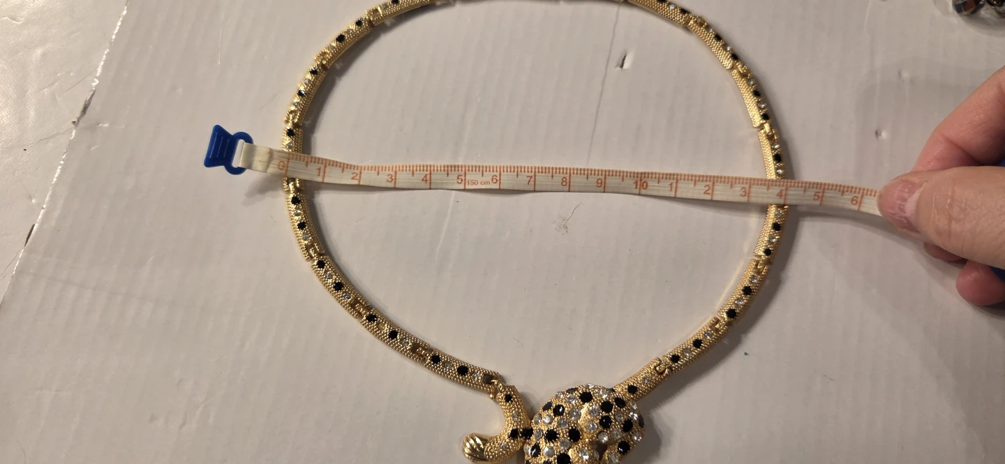 Gold-tone Leopard Crystal Necklace and Earring Set - photo 3