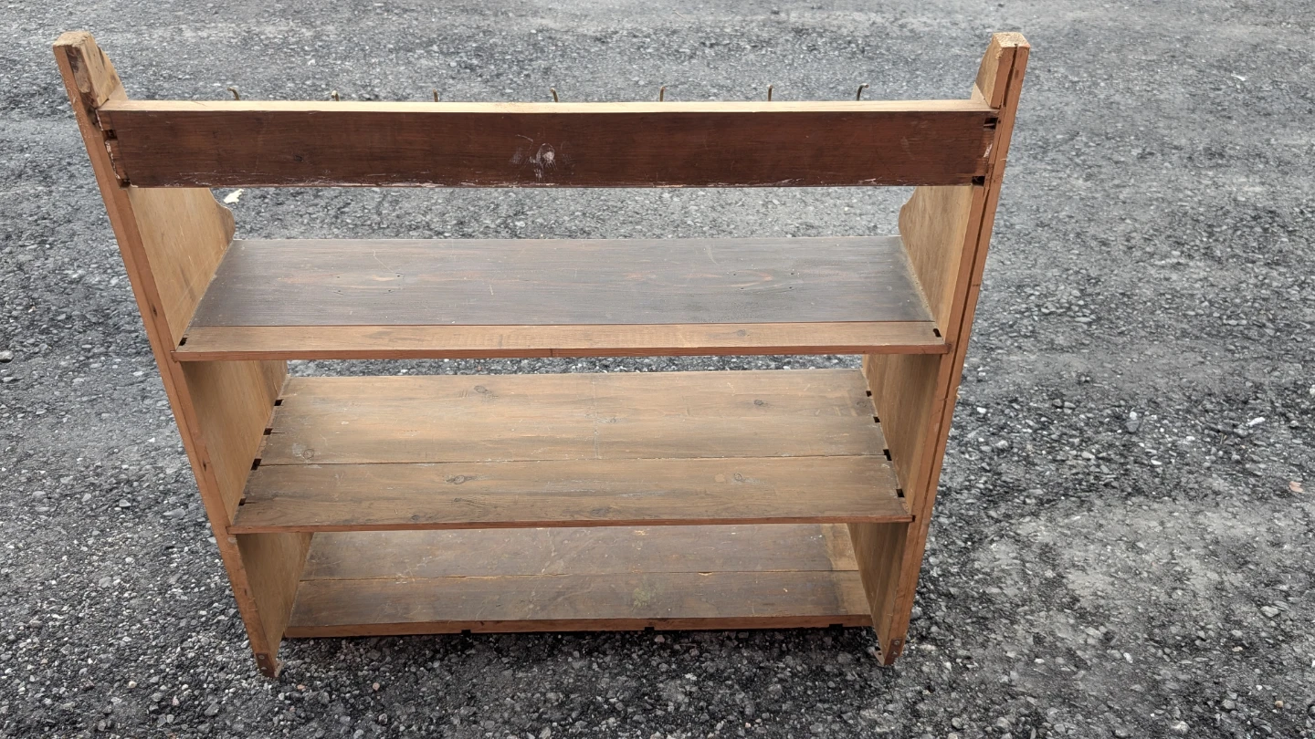 Rustic Wooden Wall Shelf with Hooks - photo 3