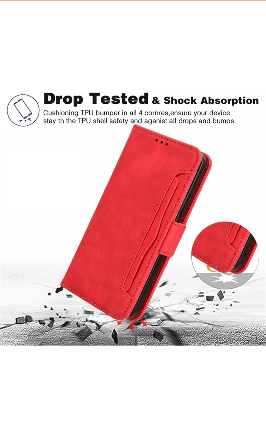 iPhone 15 Pro, PU Leather Wallet Folio Cover red - photo 2