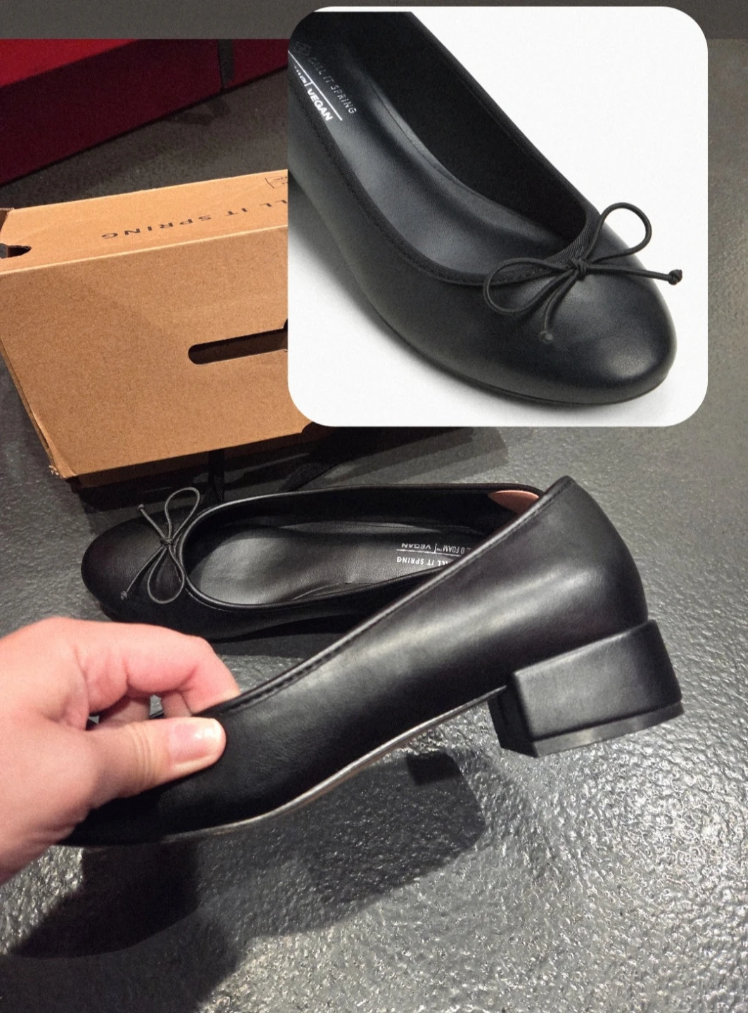 Call it spring Block Heels ballerina black flats, like new!
