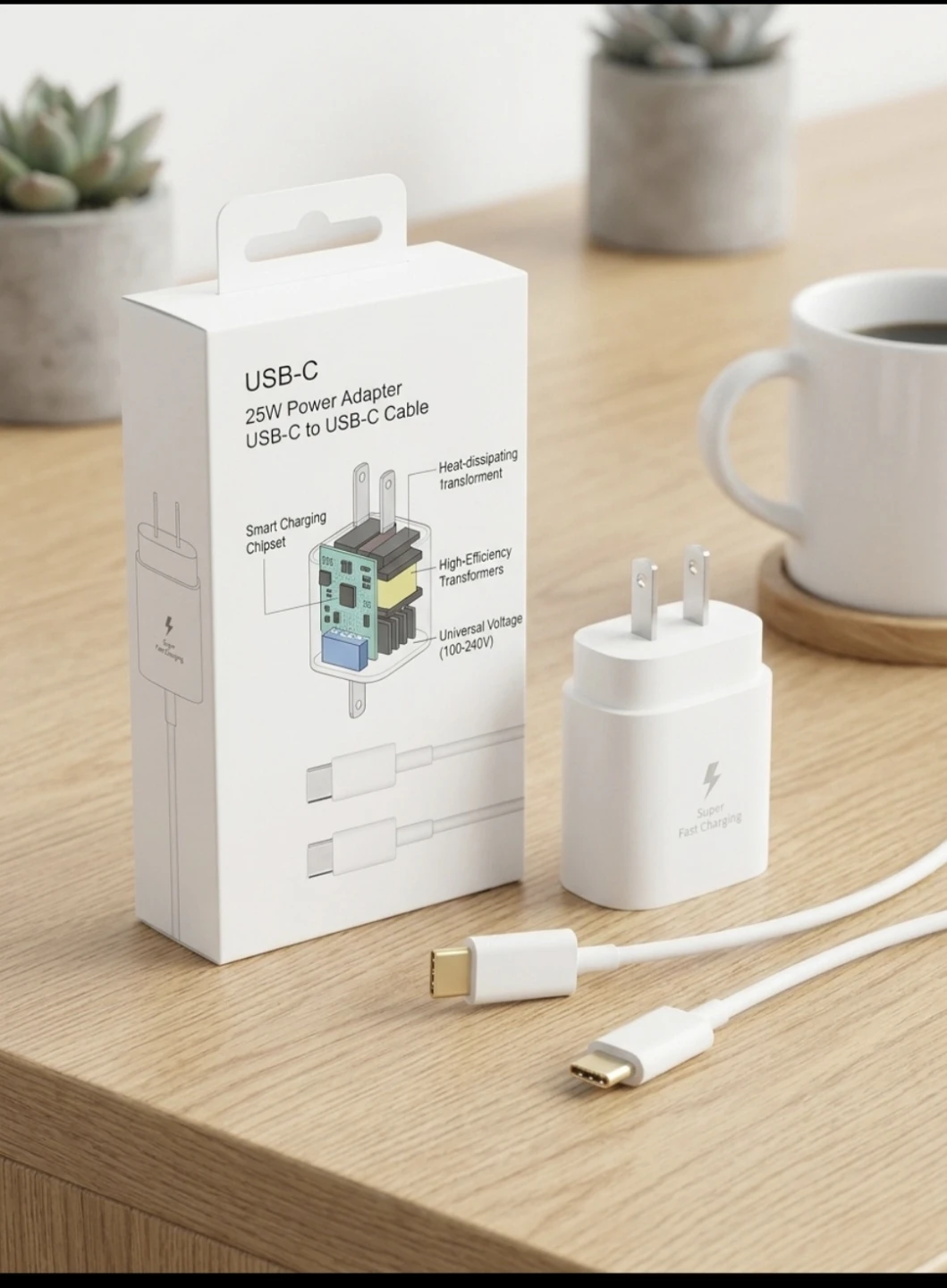 USB-C 25W Power Adapter with Cable - photo 2