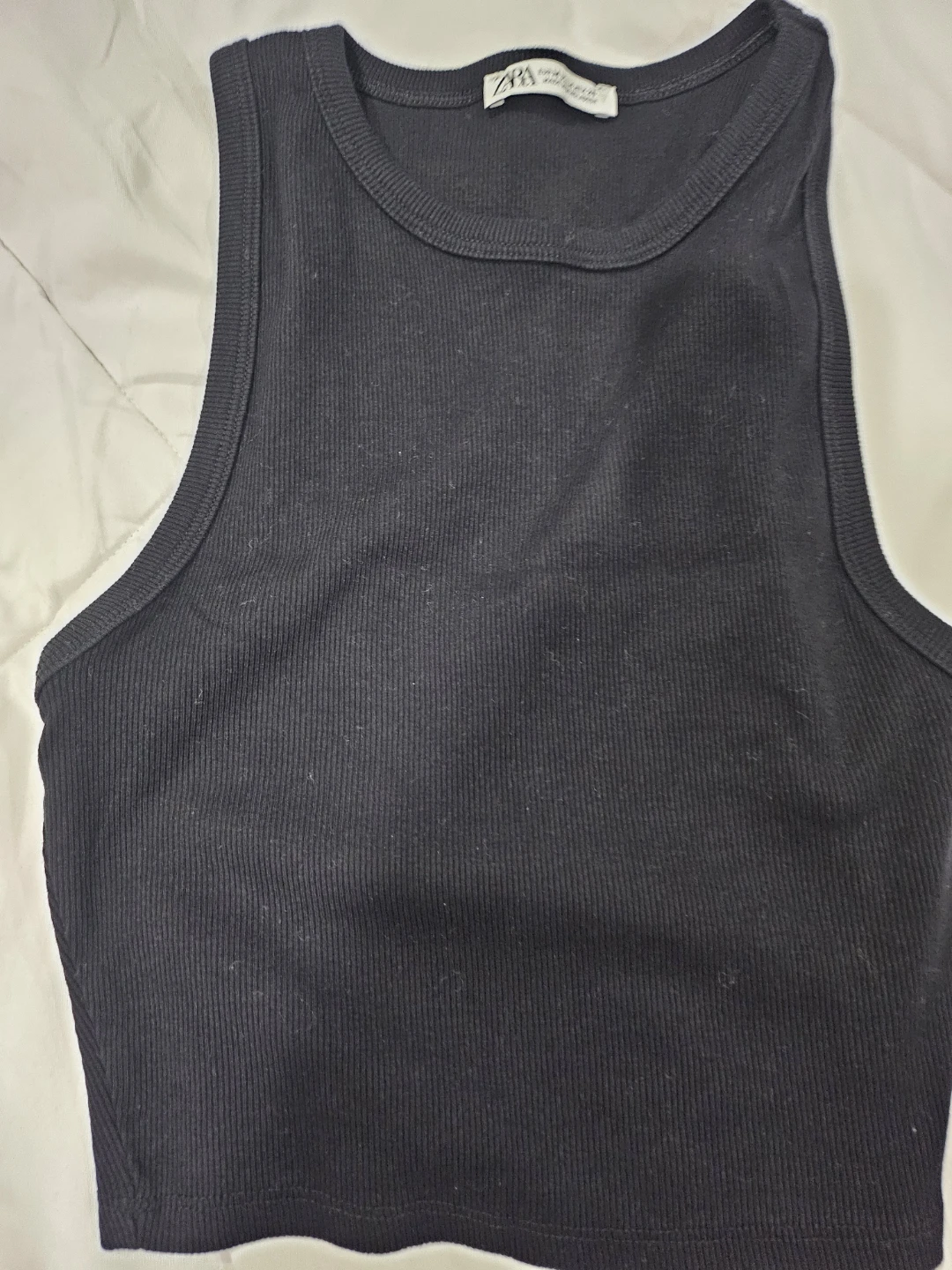 ZARA Ribbed Black Tank Top