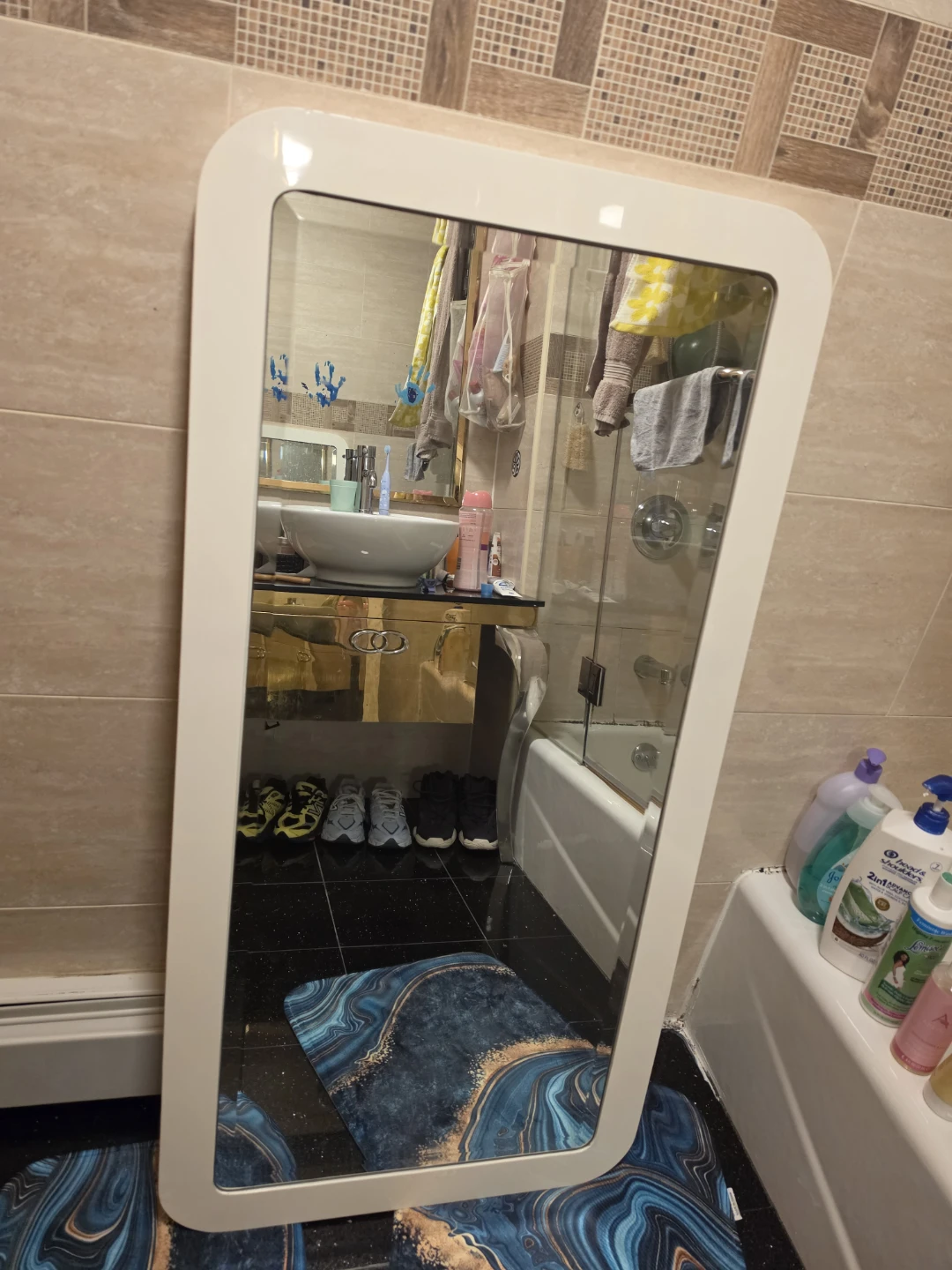 White Framed Full-Length Mirror