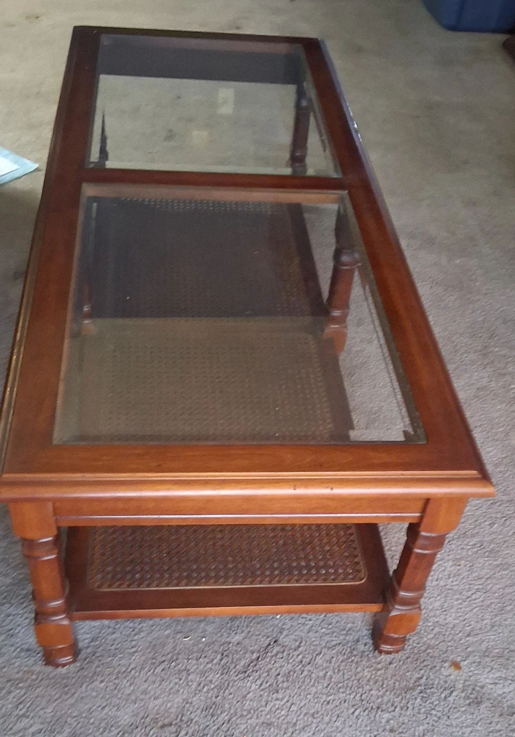 Wooden Coffee Table with Glass Top and 2 matching end tables - photo 2