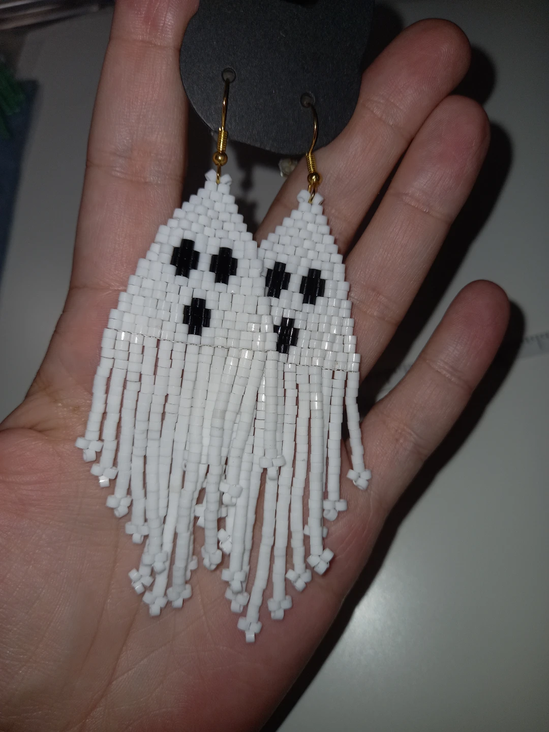 Ghost 👻 beaded fringe earrings - photo 2