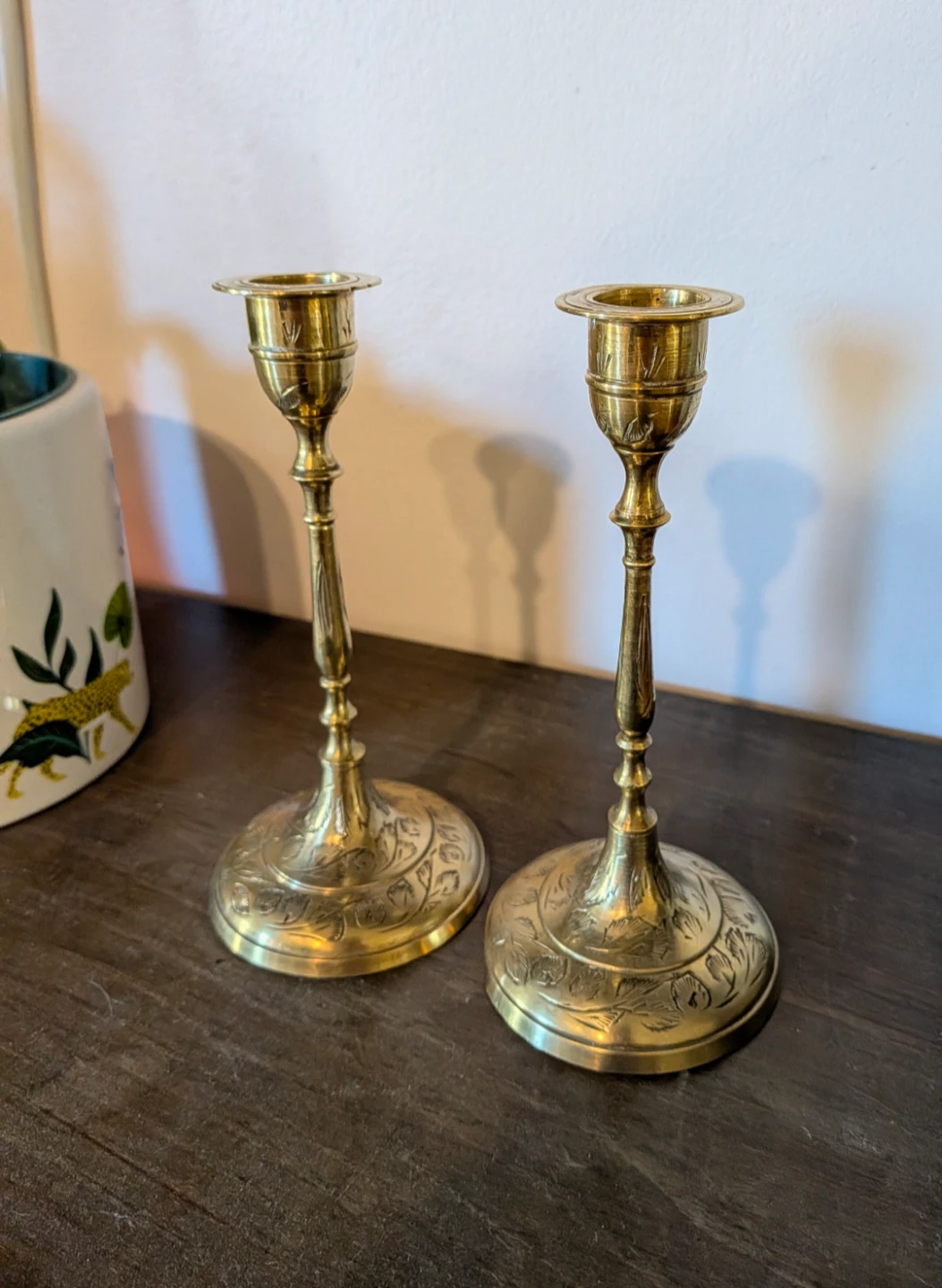 Vintage Brass Candlestick Holders, 6" Tall
