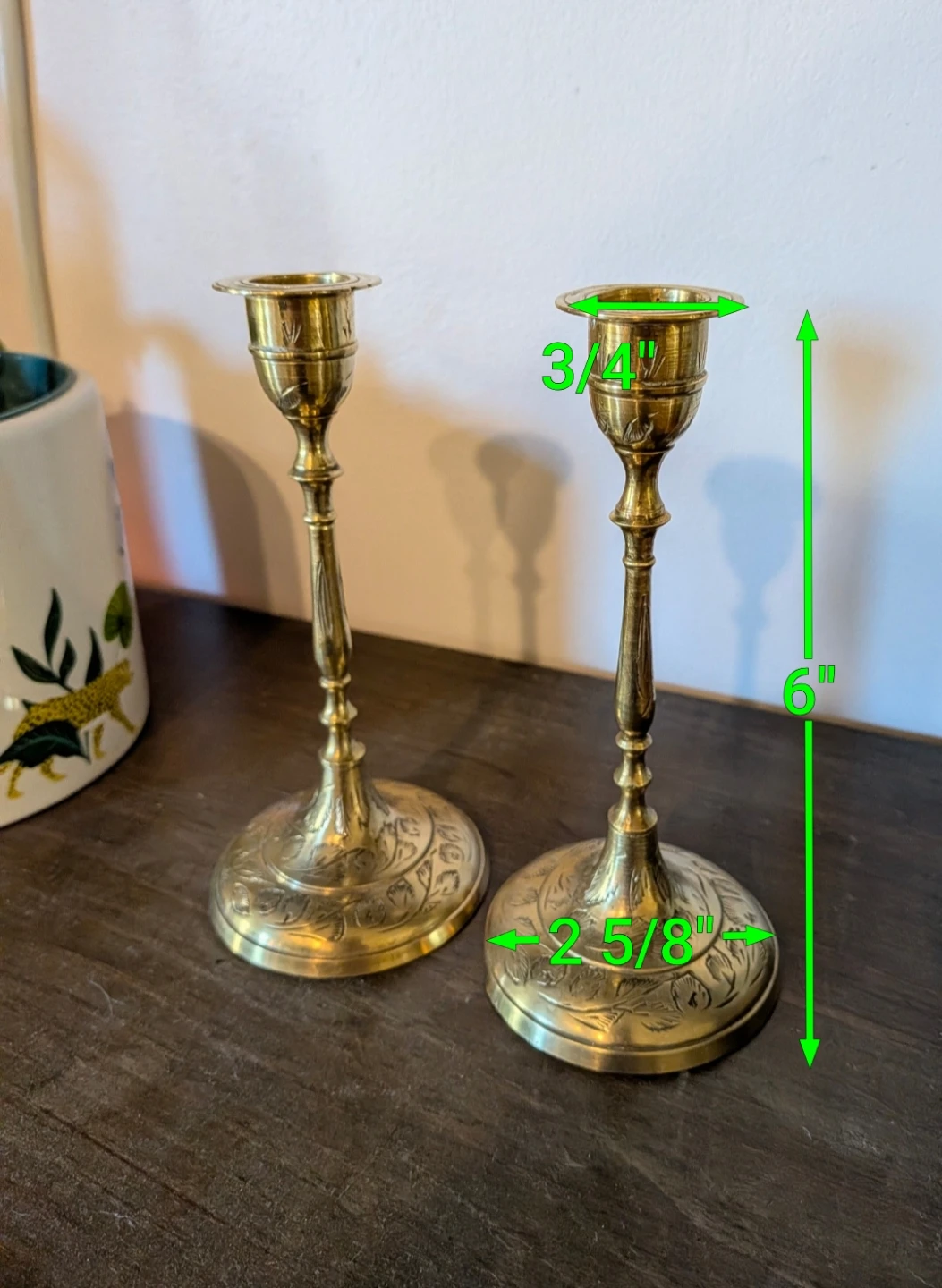 Vintage Brass Candlestick Holders, 6" Tall - photo 5