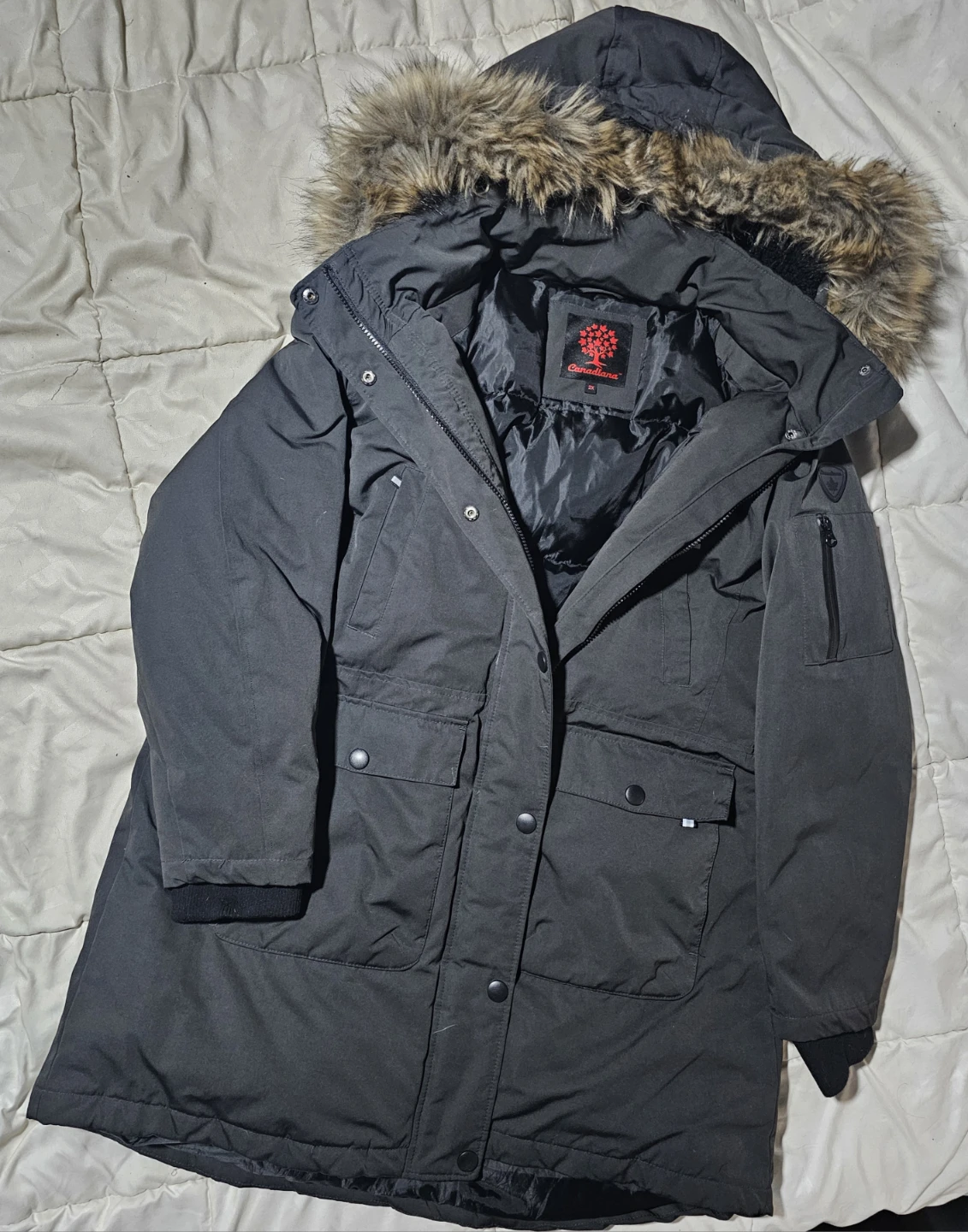 Canadiana Black Winter Parka Jacket