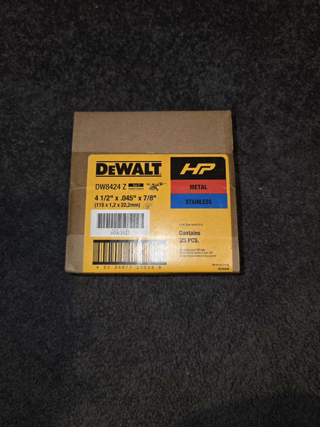 DeWalt DW8424 Z Metal/Stainless Cut-Off Wheels 25 Count