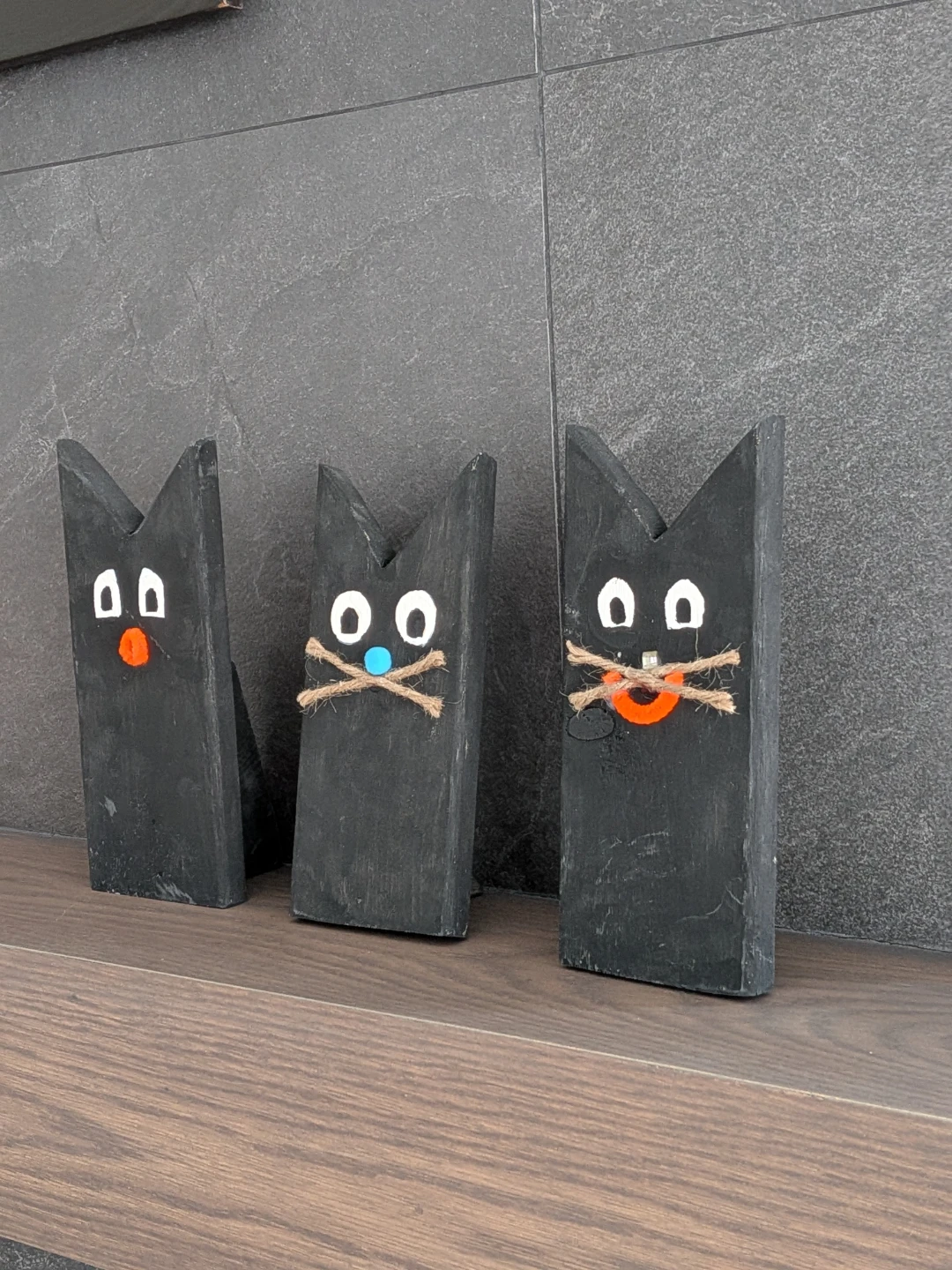 🎃 Handmade Wooden Black Cat Halloween Decorations