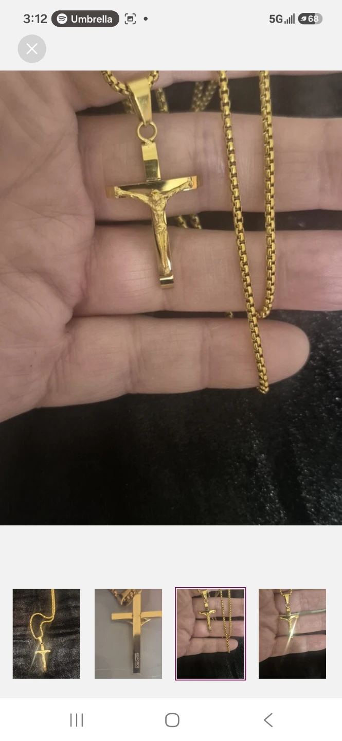 Edforce Gold-Tone Stainless Steel Crucifix Pendant Necklace - photo 4
