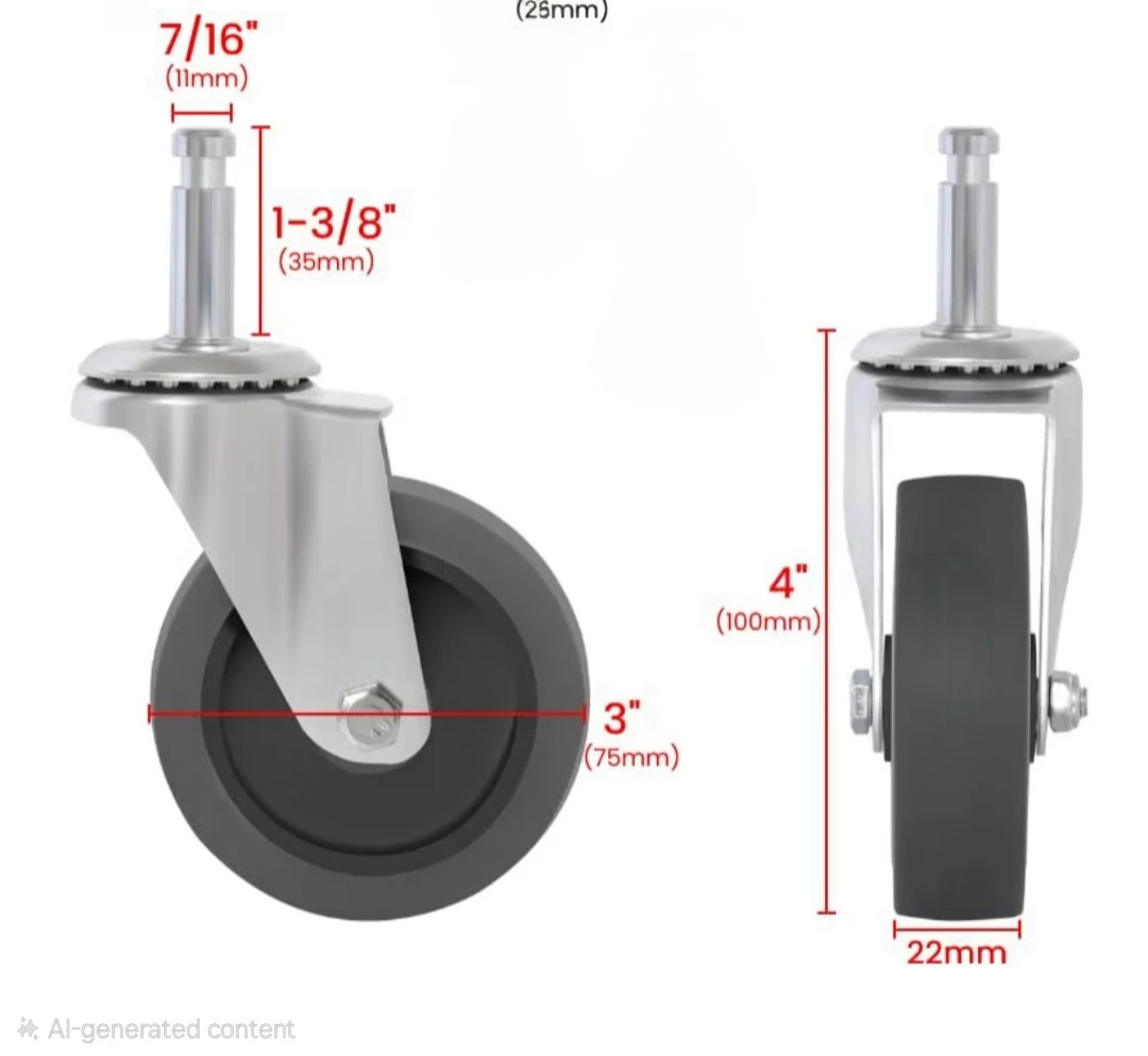 Set of 4 Swivel Casters 3 Inch - photo 2