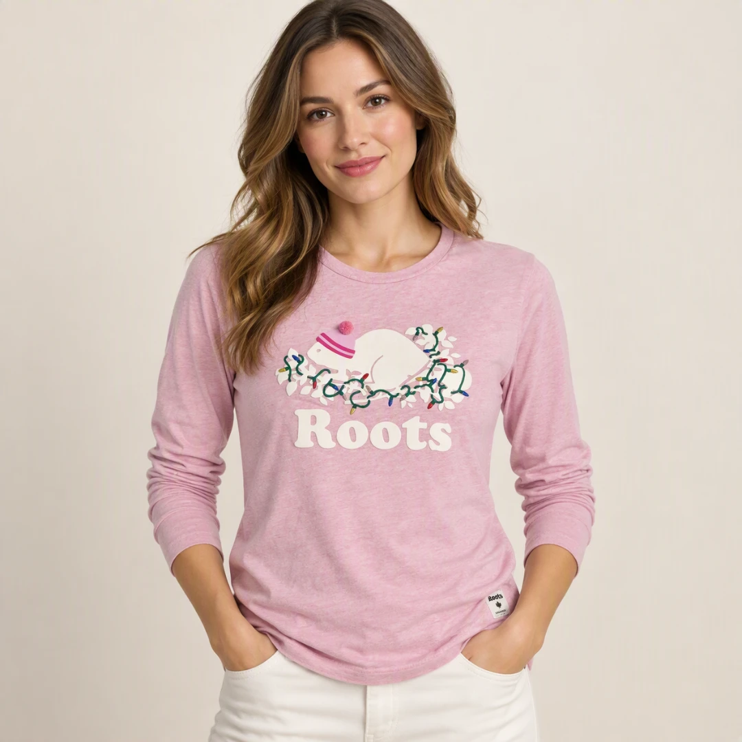 Roots long sleeve graphic t-shirt XS Holidays Christmas lights
