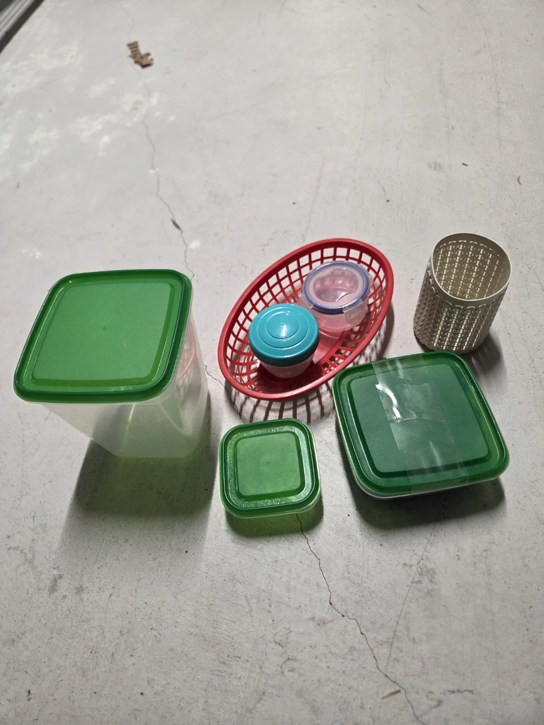 Assorted Plastic Kitchen Storage Containers and Basket - photo 3