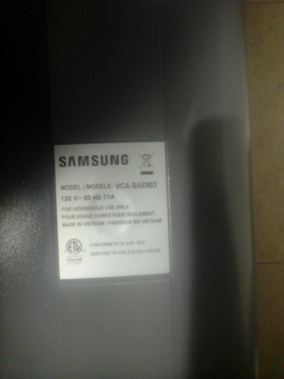 Samsung VCA-SAE903 Vacuum Clean Station - photo 3