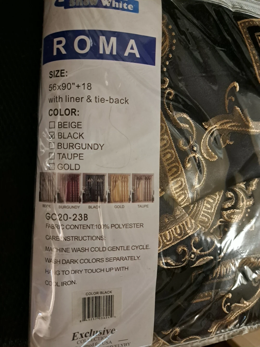 Roma Black Window Curtain - photo 2